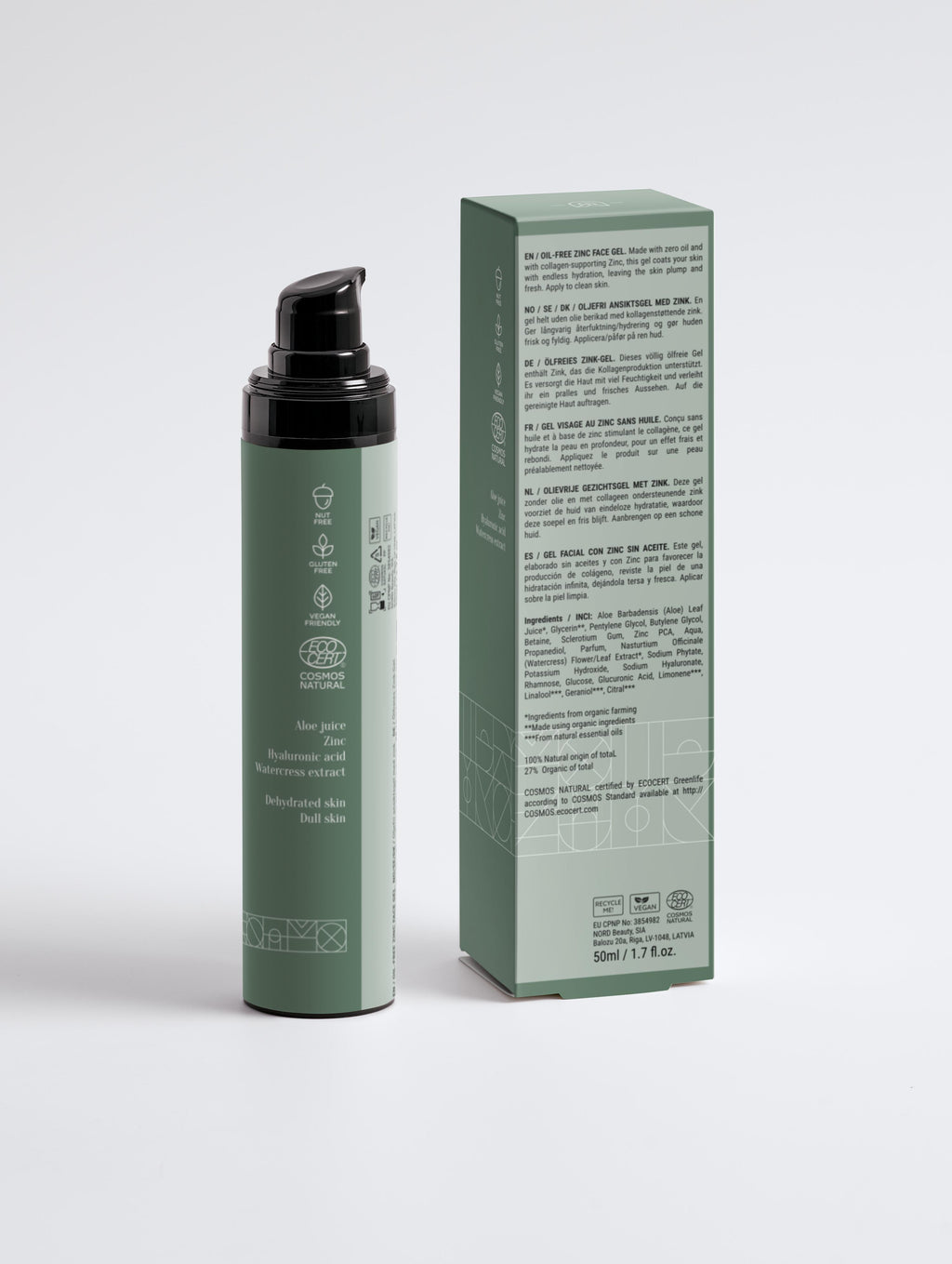 Gel facial con zinc- textura no grasa